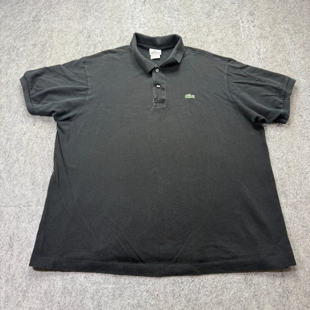 Lacoste Polo Shirt Men FR 8 Black Short Sleeve Knit 50" x 28"